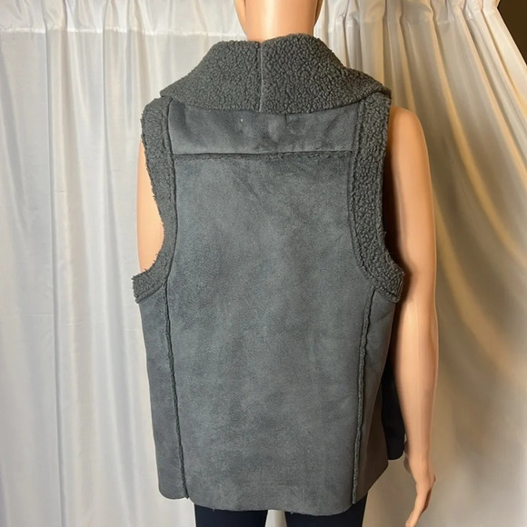 Bass Women’s Vest Fleece Size M Gray Fall Western Collar Sterling Lapel - Picture 5 of 8